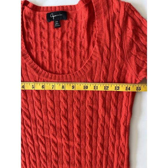 Aqua Cashmere Sweater Woman XS Red Cable Knit Round Neck Comfy Cozy Preppy - Picture 4 of 7